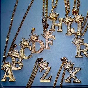 Initial Necklaces W/ Crown